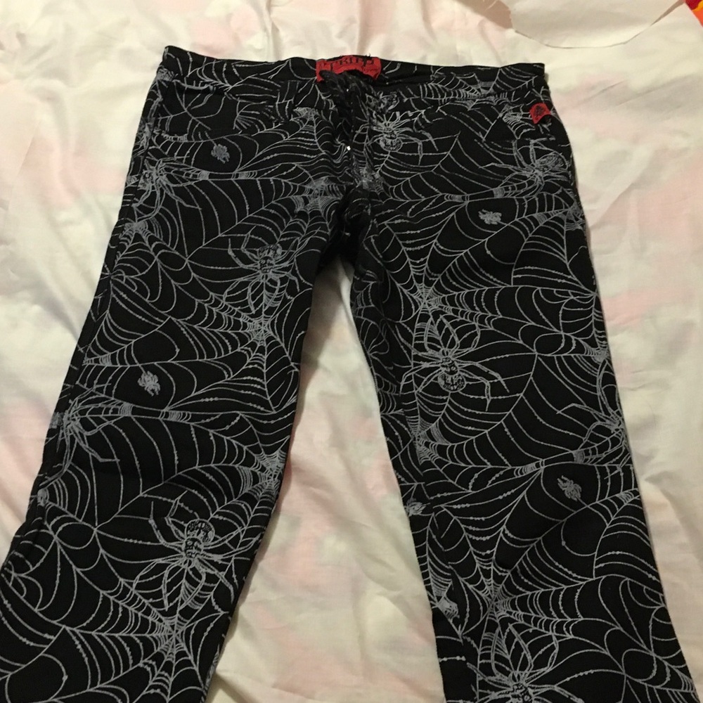 Tripp NYC Black Jeans with White Spiderweb Print